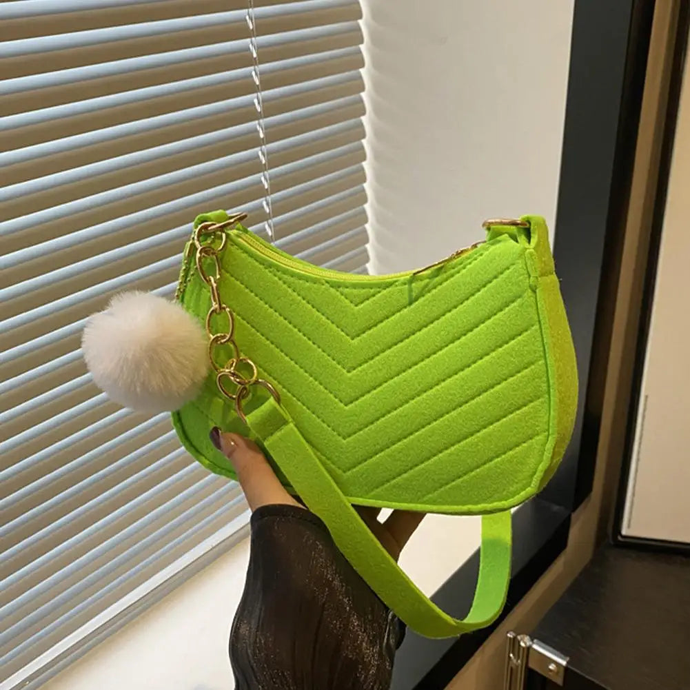 Mini Women Shoulder Bags Fashion Felt Women's Bag Advanced Design Underarm Handbags Mini Saddle Bag