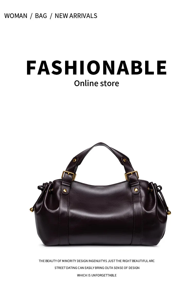 Women's Simple Crossbody Bag Elegant And Versatile Boston Style Work Interior Polyester Soft Handbag