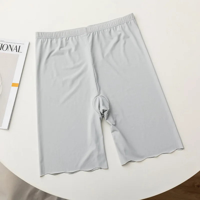 Seamless Ice Silk Safety Short Pants Women Thin Plus Size High Waist Under Skirt Boxers Panties Anti Rub Thigh Safety Shorts