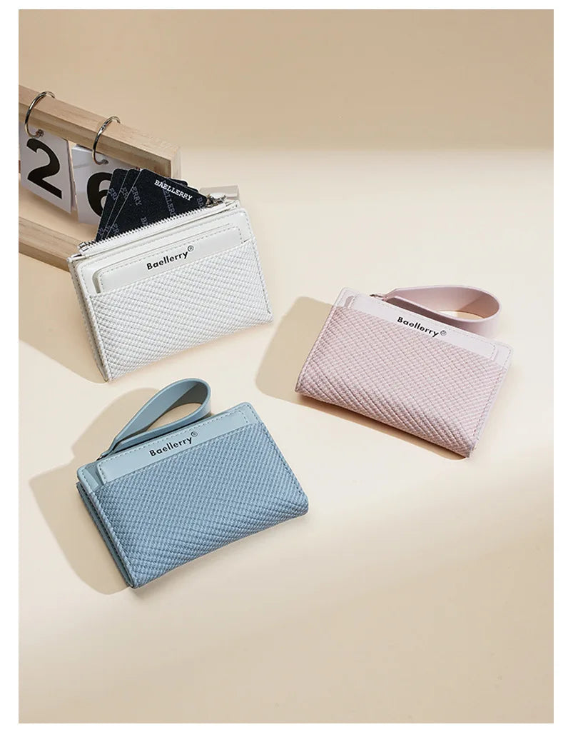 Baellerry Fashion Zipper Wallets Buckle Coin Purse Hand Women's Short Wallet Bifold Multi-slot Card Holder