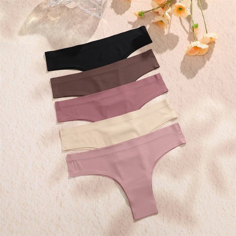 3PCS Seamless Maillard Panties Ultra-thin Brazilian panties Women Ice Silk Underwear Sexy Panty Low Waist G-string Female Solid