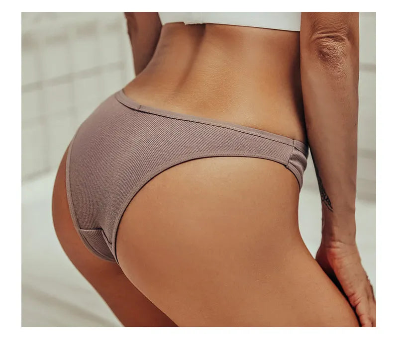 5Pcs/Set Women Cotton Brazilian Panties V Waist Female Underwear Comfortable Underwear Low Rise T-Back Bikini Girls Lingerie New