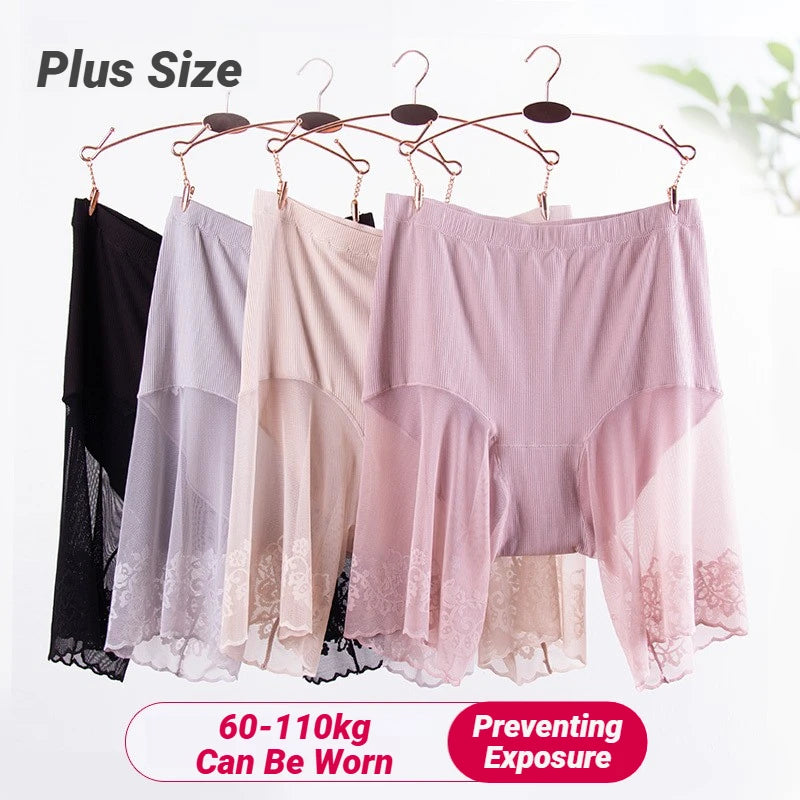 Plus Size Safety Short Pants Summer Women Seamless Underskirt Shorts Anti Rub Thigh Boyshorts Sexy Lace Boxers Pregnant High