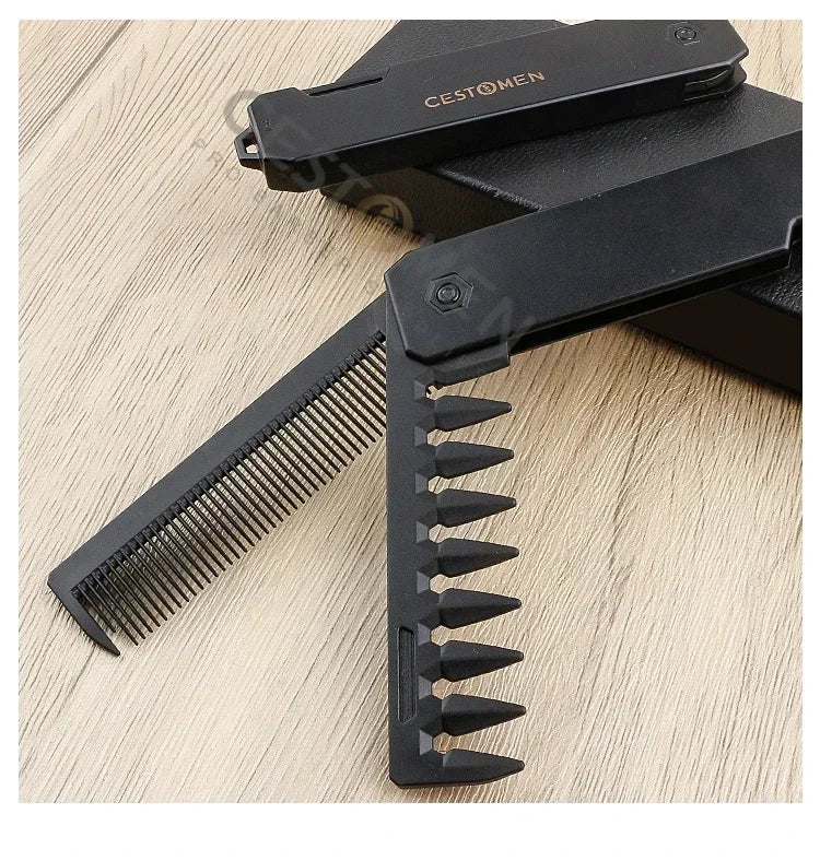 New 1/2/3 in 1 Pocket Folding Combs Plastic Wide Tooth Oil Head Comb Beard Combing Barber Clipper Comb Salon Hair Styling Tools