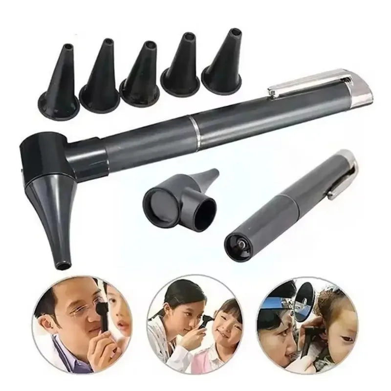 Mini Otoscope Diagnostic Kit with 5 Speculas Magnifying Lens LED Light Flashlight for Nurses Students Doctors