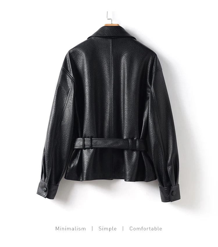 fashion genuine leather jacket woman, 2025 autumn sheepskin coat