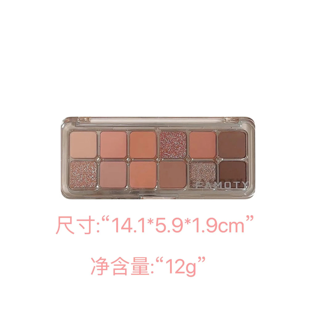 12-Color Low Saturation Matte Eyeshadow Palette Tea Apricot Earth Tones Long Lasting All-Matte Eye Makeup for Daily Use
