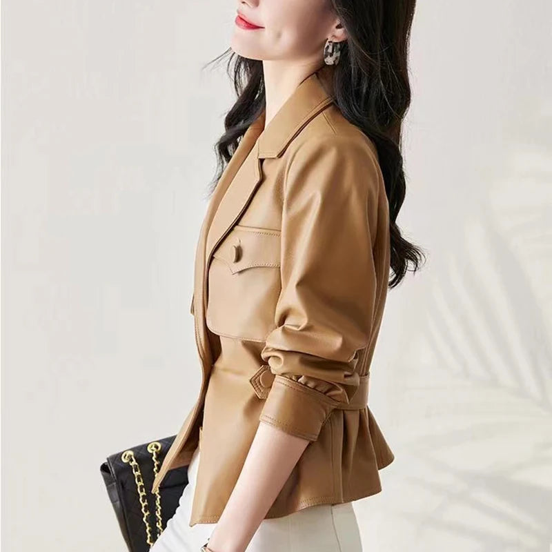 Ropa De Mujer White Jackets For Women Female Blazer Coat Ladies Fashion Loose Style Big Pocket Slim Waist Pink Khaki Short Veste