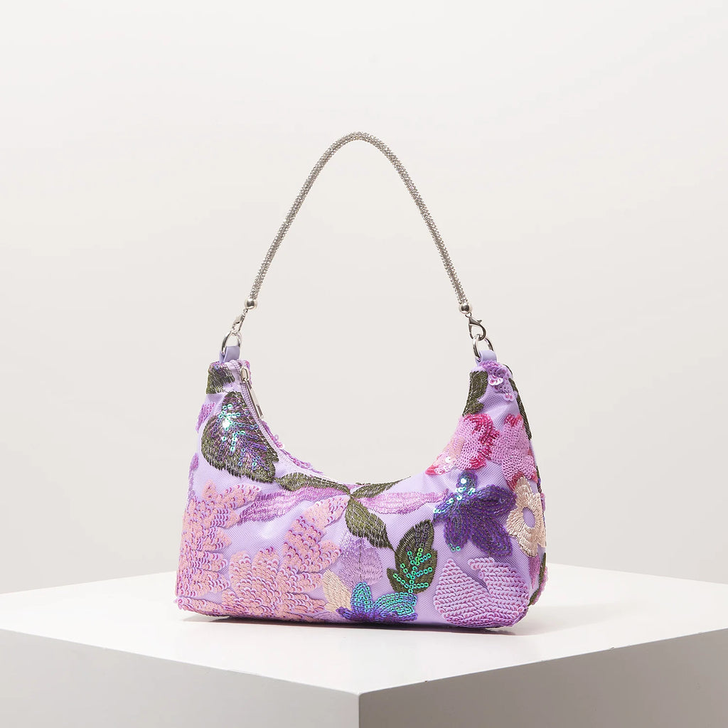 Shoulder Bag,Floral Pop,Sequin Bag,Embroidery,Gala Night,Party Outfits,Prom Bag,Wedding Items,Elegante,Valentine,Random Pattern
