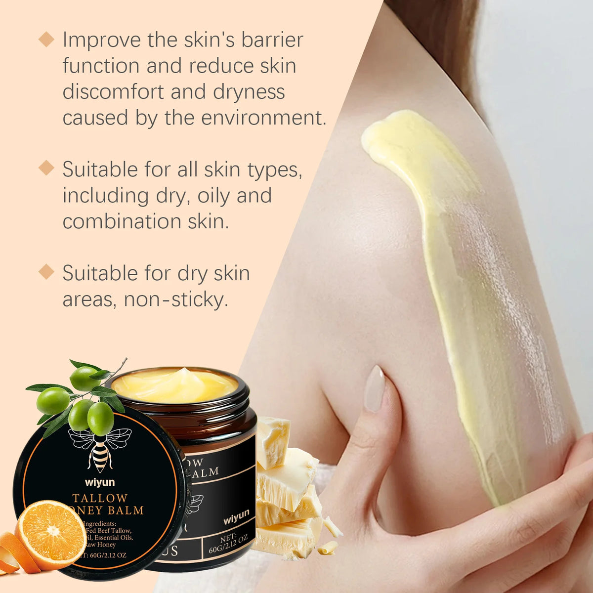 Tallow Honey Cream Glow Hydrating Skin Improve Elasticity Soft Bleaching Improve Dullness Firming Face Body Moisturizer Lotion