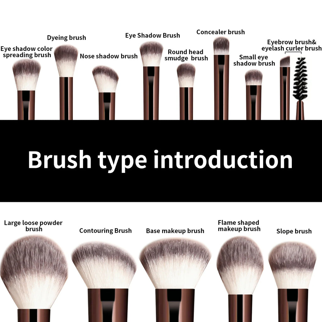 Soft Bristle Kabuki Blending Makeup Brush Set 13Pcs Foundation Eyeshadow Blush Cosmetic Tool Professional Salon Daily Facial Makeup Supply
