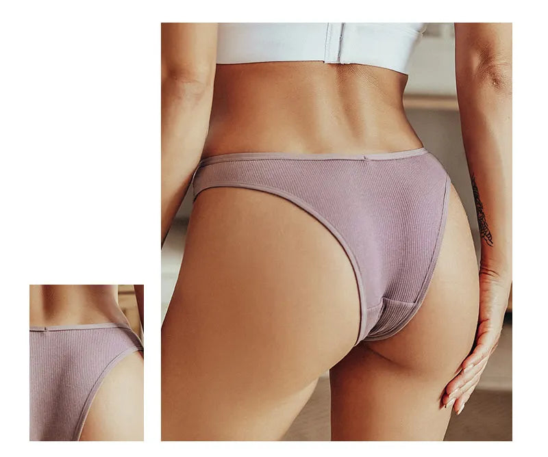 5Pcs/Set Women Cotton Brazilian Panties V Waist Female Underwear Comfortable Underwear Low Rise T-Back Bikini Girls Lingerie New