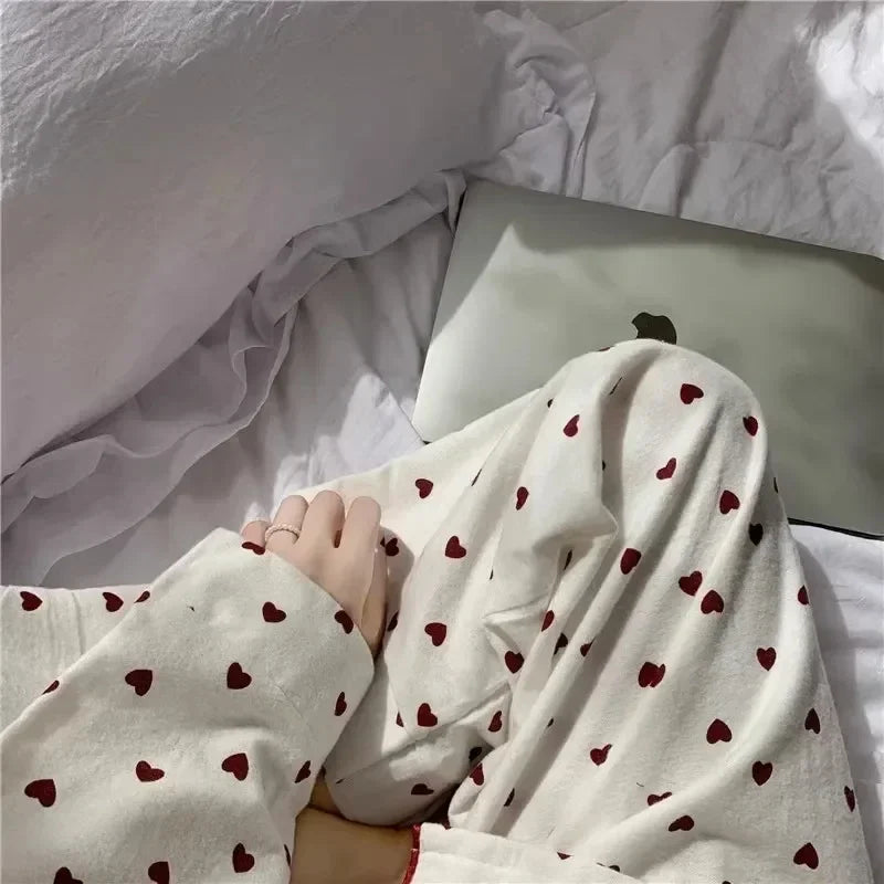 Spring and autumn new ladies' Korean pajamas home wear set for girls and students long-sleeved pajamas