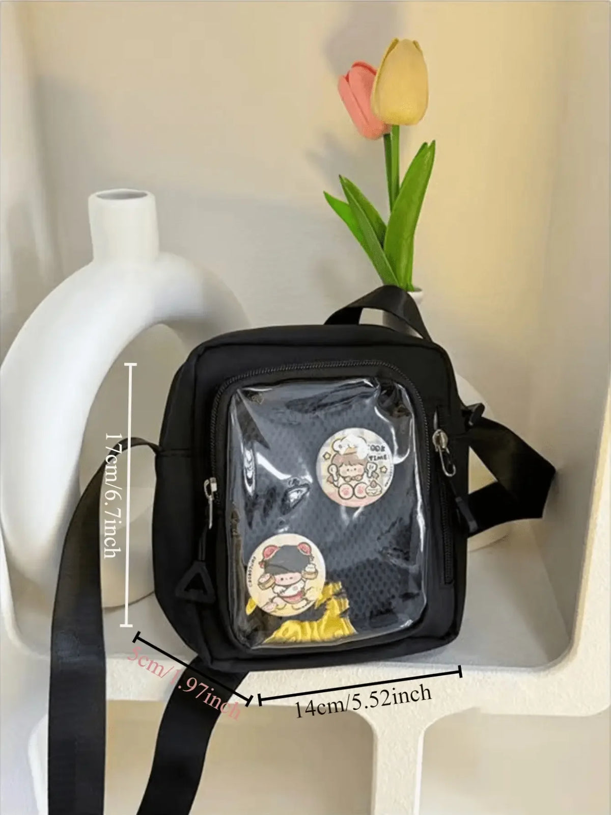 Y2K Mini Itabag Women Korean Casual Crossbody Bags Transparent Pocket Small Shoulder Bag Purses and Phone Ita Bag DIY Bag