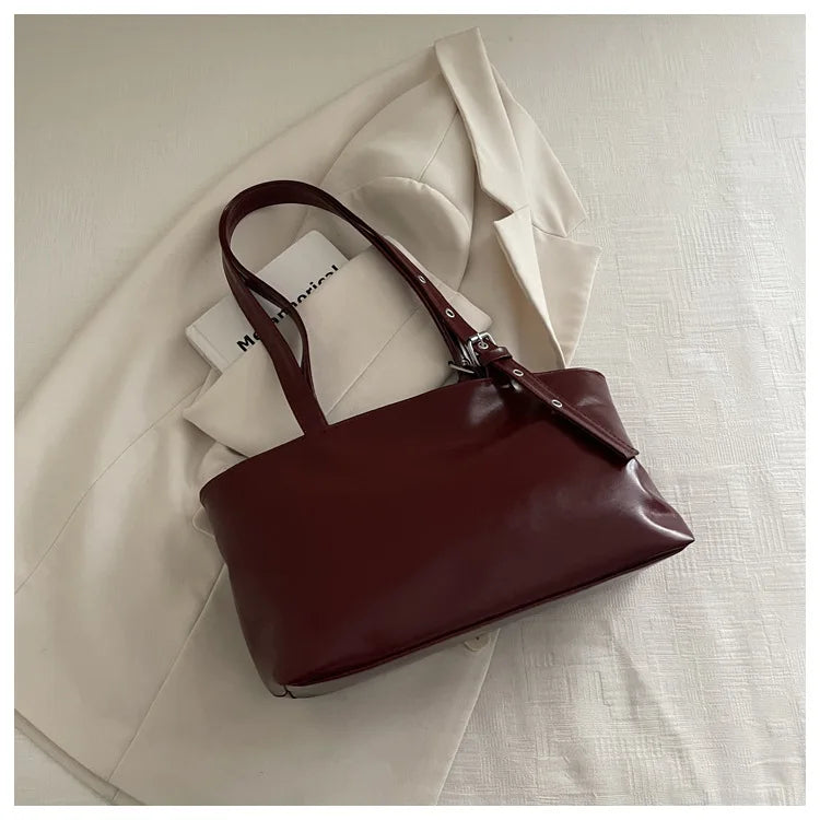 Large Capacity Women's Shoulder Bag Tote Commuter Bag Simple Vintage Cross-Border New Style Bag Versatile Sensation 2025