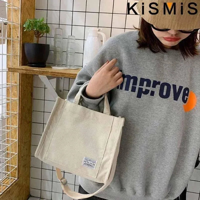 Velvet Corduroy Shoulder Bag Ladies Large Capacity Crossbody Tote Multi-Pocket Versatile Daily Fashion Purse Adjustable Strap