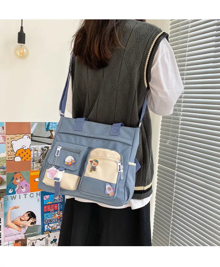 Waterproof Canvas Women Handbags Shoulder Bag Nylon Ladies Messenger Bag Oxford Crossbody Bags Tote Book Bags for Girls Satchels