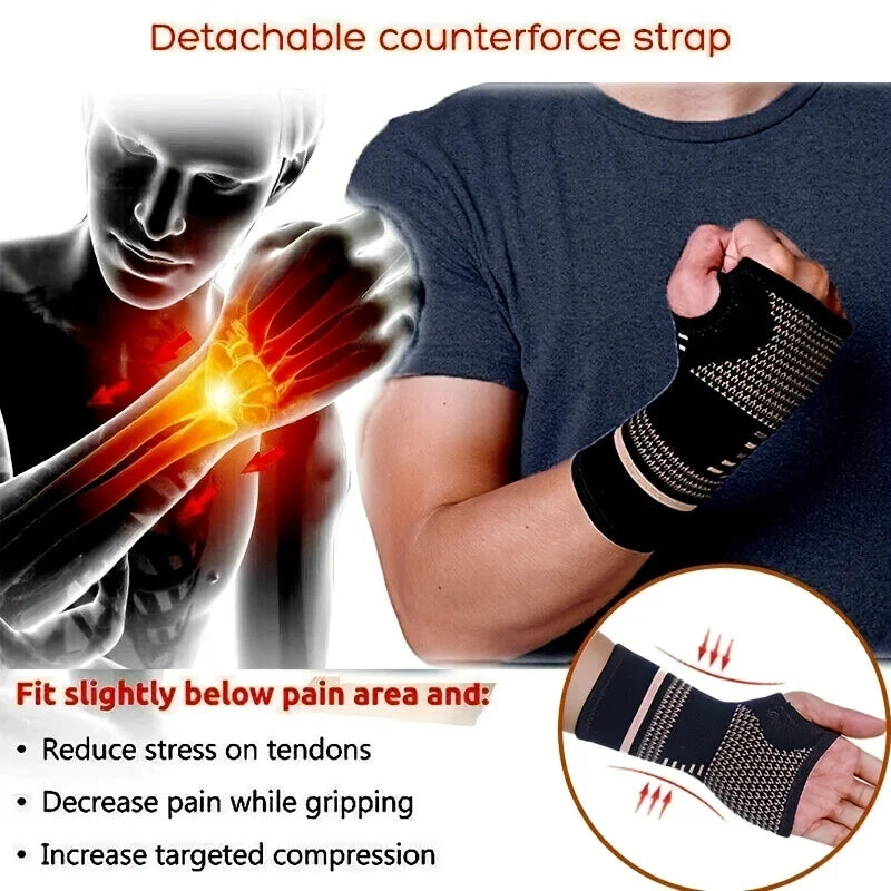 New 1Pcs Copper Fiber Bracer Wrist Elastic Sport Bandage Wristband Hand Gym Support Wrist Brace Wrap Tennis Fitness Powerlifting