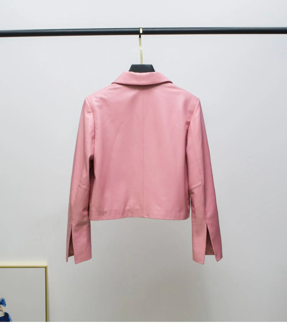 Women Genuine Leather Jacket 2025 Winter Female Square Collar Pocket Single-Breasted Slim Short Coat Mujer Outwear Blazer Kurtki