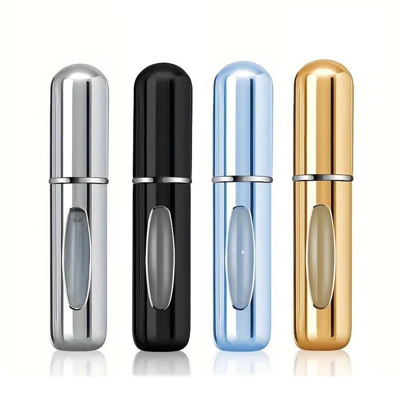 4Pcs 5ml Mini Portable Aluminum Perfume Atomizer Refillable Spray Bottles for Cosmetics And Traveling Liquid Container