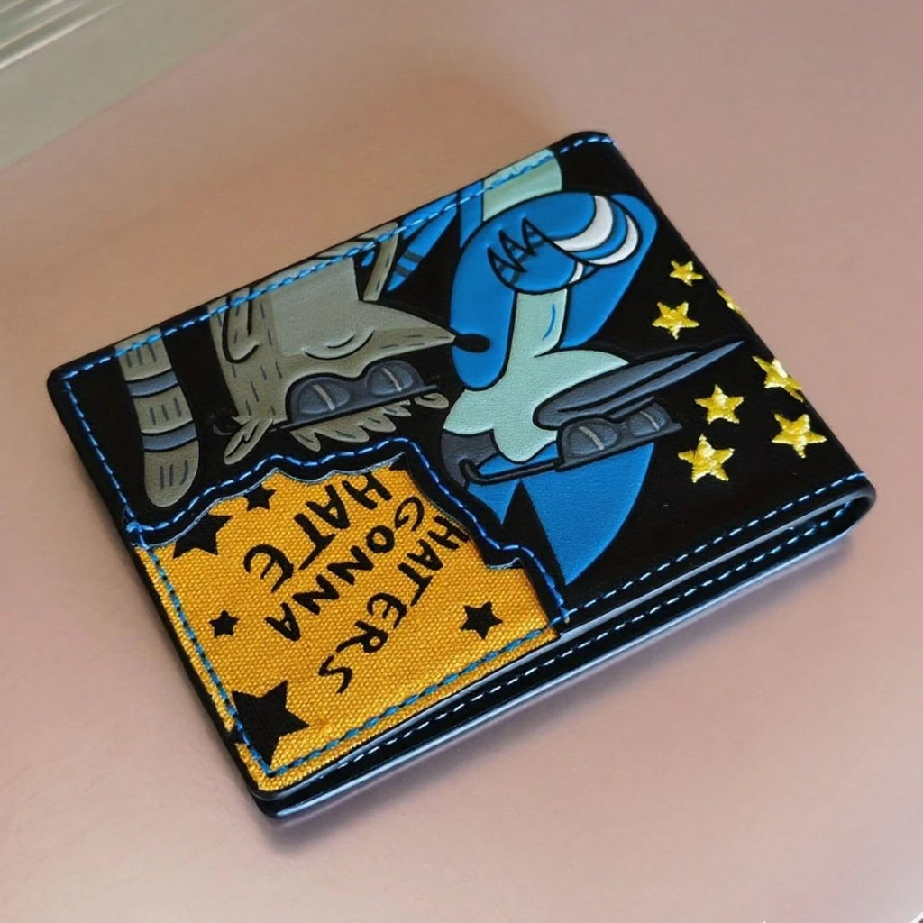 Cartoon Leather Wallet for Men |   Boy's Wallet |   "Those Who Hate Will Hate" Embroidery |   Ideal Choice for Holiday Gifts
