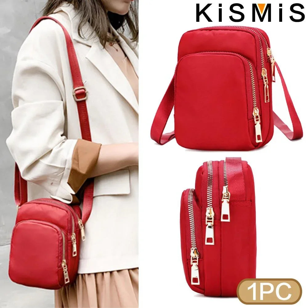Fashion Women Nylon Crossbody Bag Adjustable Shoulder Purse Casual Handbag Mobile Phone Pouch for Everyday Use