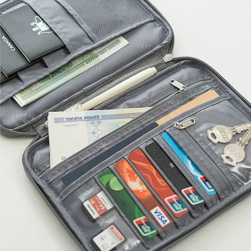 New Women Multi-Function Waterproof Travel Passport Holder Cover Case Pink Bags Family Document Organizer Travel Accessories Bag