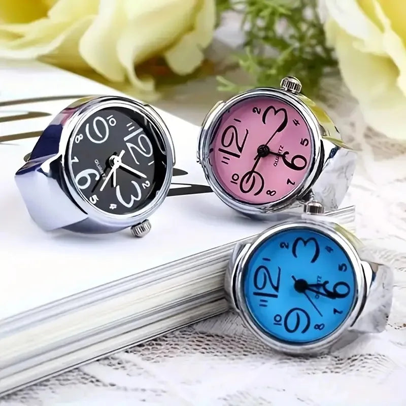 Ring Watch New Hot Selling Creative Alloy Shell Finger Circular Dial Couple Men And Women