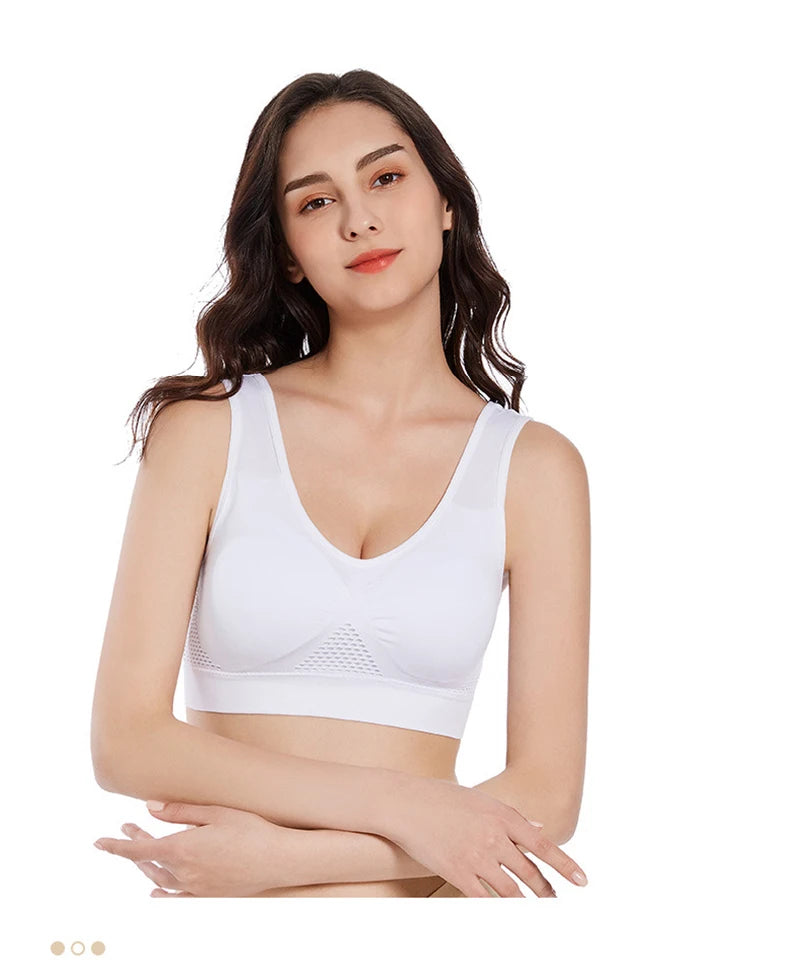 Breathable Sports Bra Top Fitness Women Brassiere Removable Padded Sport Bra Running Gym Seamless Push Up Bras