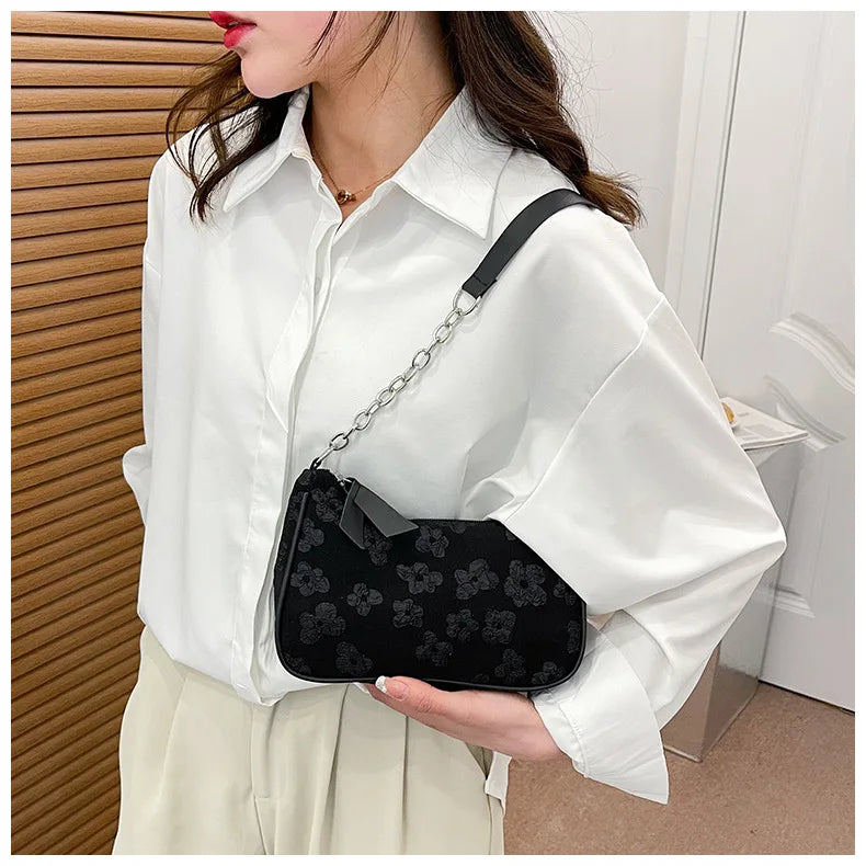 Fashion Felt Shoulder Bags for Women Small Casual Underarm Bag Female Hand Crossbody Bags for Women