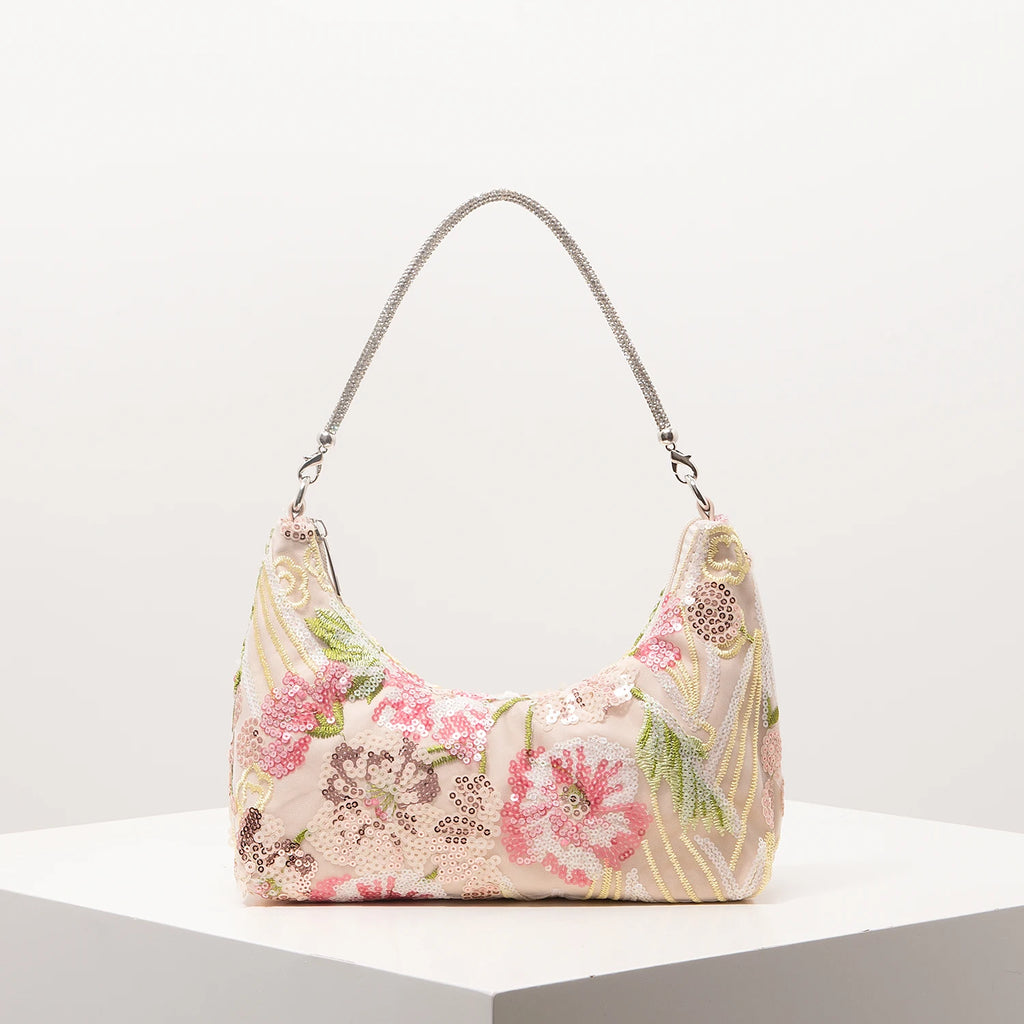 Shoulder Bag,Floral Pop,Sequin Bag,Embroidery,Gala Night,Party Outfits,Prom Bag,Wedding Items,Elegante,Valentine,Random Pattern