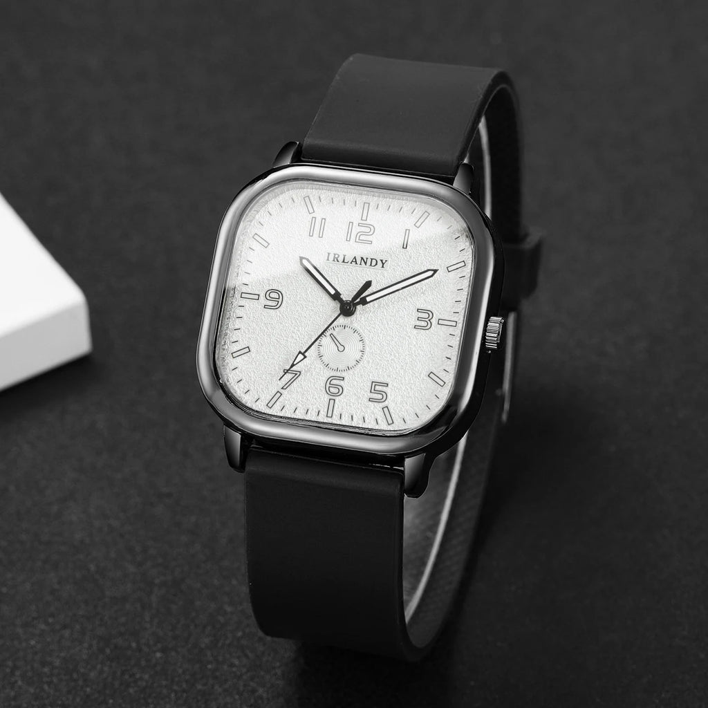 Fashion Square Women's Watch Casual Silicone Strap Quartz Watches Sports Wristwatch For Men Women Students（Without Box）