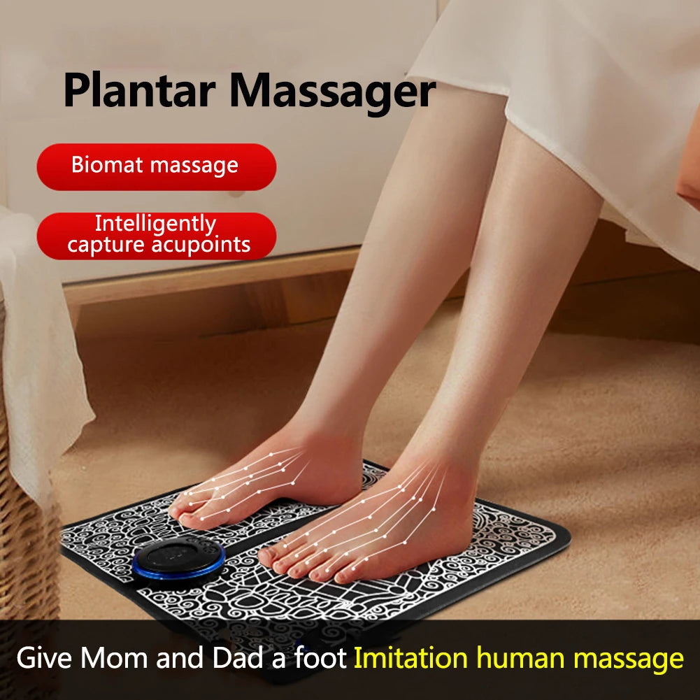 EMS Foot Booster Foot Circulation Massager 8 Modes USB Rechargeable Leg Muscle Stimulator Remote Control for Relax Feet and Legs