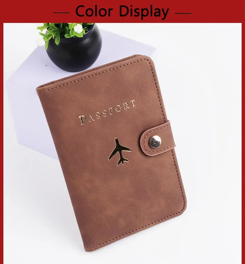 RFID Blocking Waterproof Leather Passport Holder Travel Credit Card Wallet Passport Book for Women Men Buckle Passport Cover