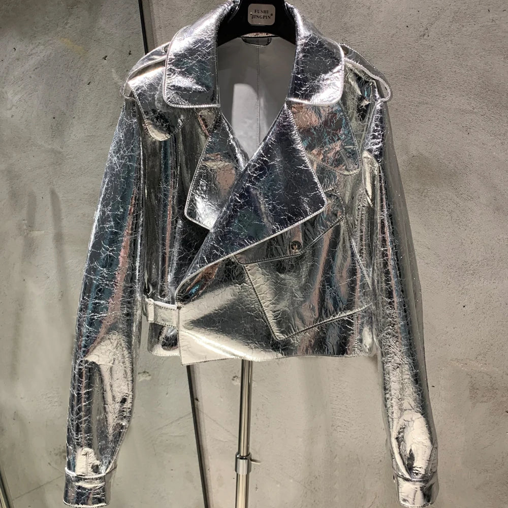 Lady Jacket Real Sheepskin Blouse Coat Women Spring and Autumn Casual Outwear 2979