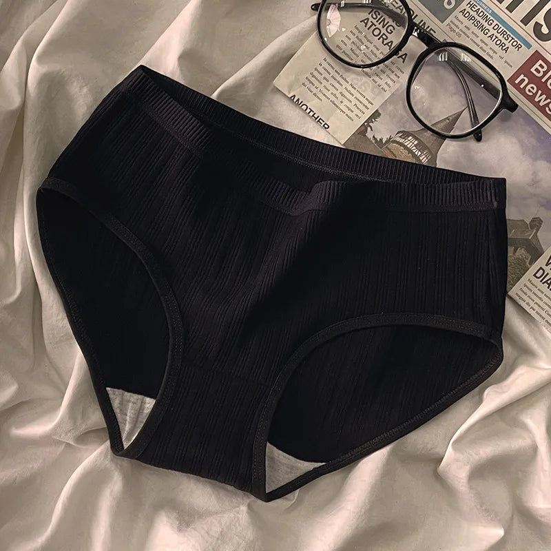 3PCS/Set Sports Style Cotton Women's Panties Girls' Underwear Breathable Mid Waist Shorts Sexy Lingerie Plus Size Solid Briefs