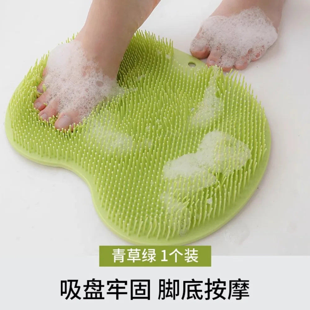 Shower Foot Scrubber Mat Back Washer Exfoliating Bath Wash Pad Wall Mounted Slip Suction Cups for Use in Cleaner Men and Women