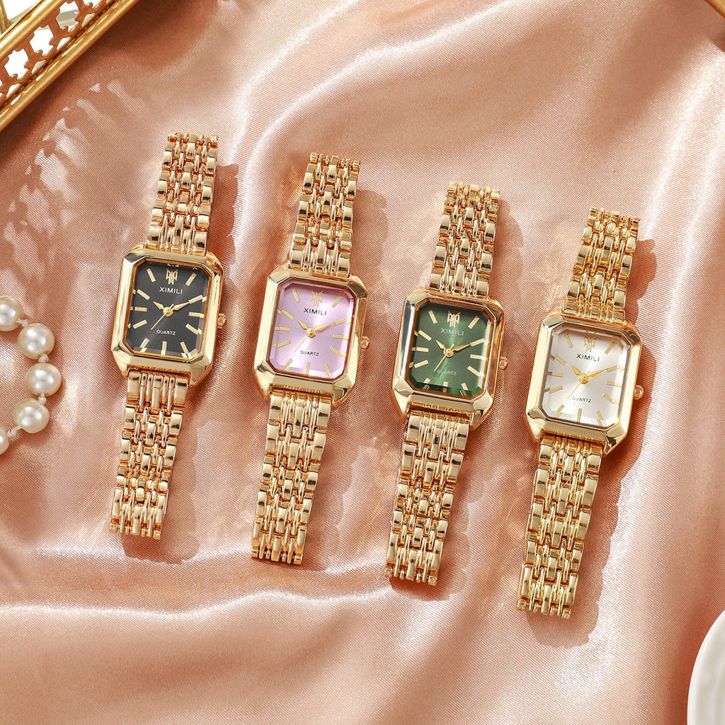 1/2/4PCS Elegant Rectangle Woman Quartz Watch Luxury Stainless Steel Band Ladies Wristwatches Relogio Feminino（Without Box）