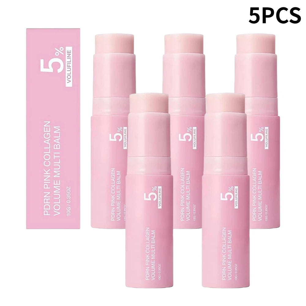 PDRN Pink Collagen Volume Multi Balm Stick 5% Volufiline Moisturizing Fade Fine Line Firming Plumping For Face Eye Neck Skincare