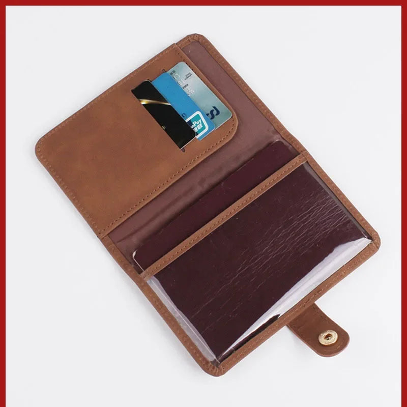 RFID Blocking Waterproof Leather Passport Holder Travel Credit Card Wallet Passport Book for Women Men Buckle Passport Cover