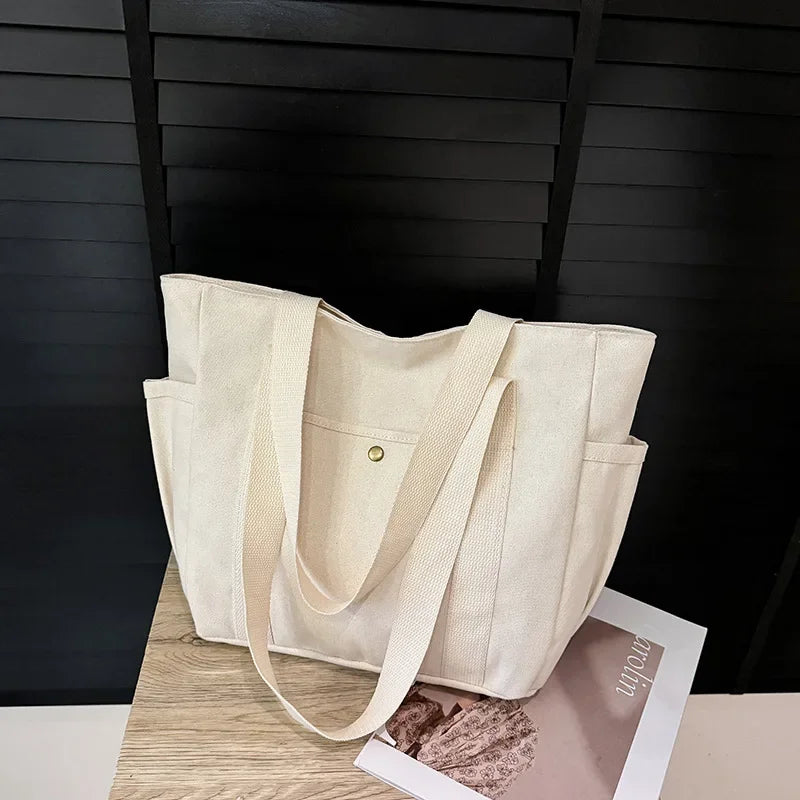 Versatile Forest Style Women'S Canvas Shoulder Bag Large Capacity Book Storage Student Bag For Classroom Travel Daily Use Durabl