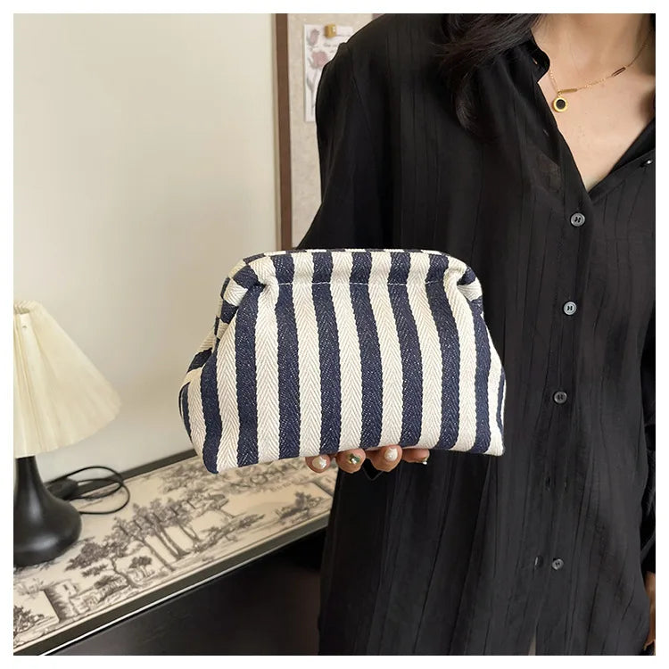 Summer Woven Crochet Purses for Women Beach Clutch Handbags 2026 Dumpling Hobo Casual Colorblock Bag Ladies Ruched Cloud Purse