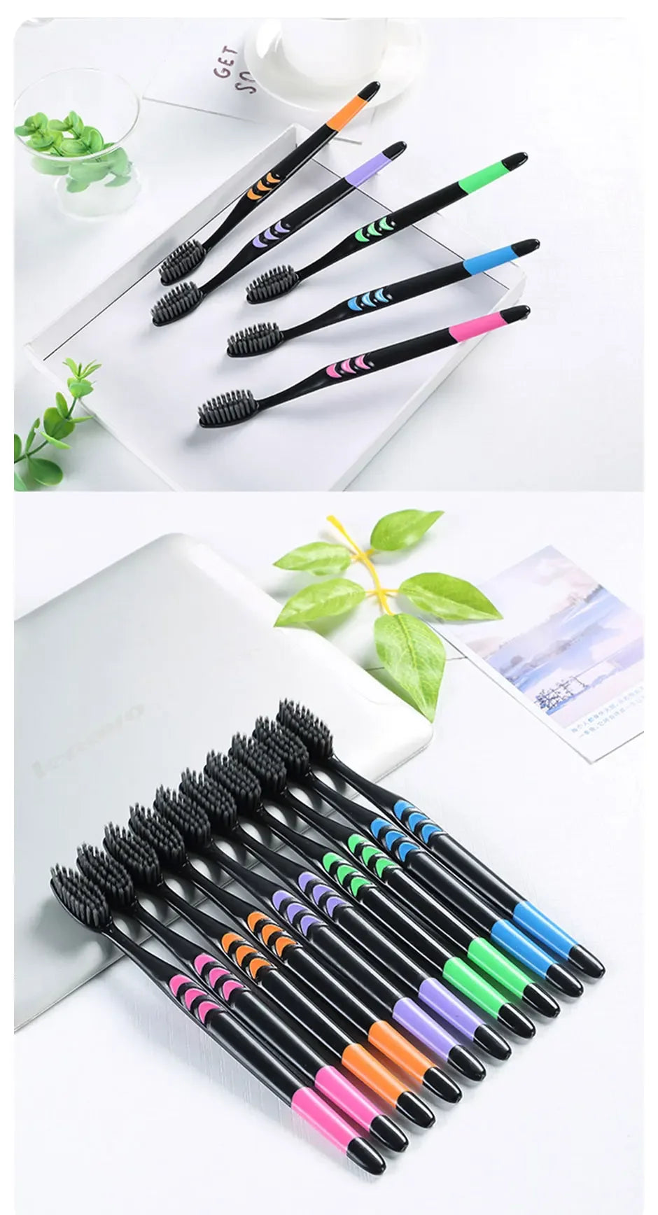 Adult Soft Bristle Toothbrush with Bamboo Charcoal Fine Hair Design Antibacterial for Men And Women Household Dental Care