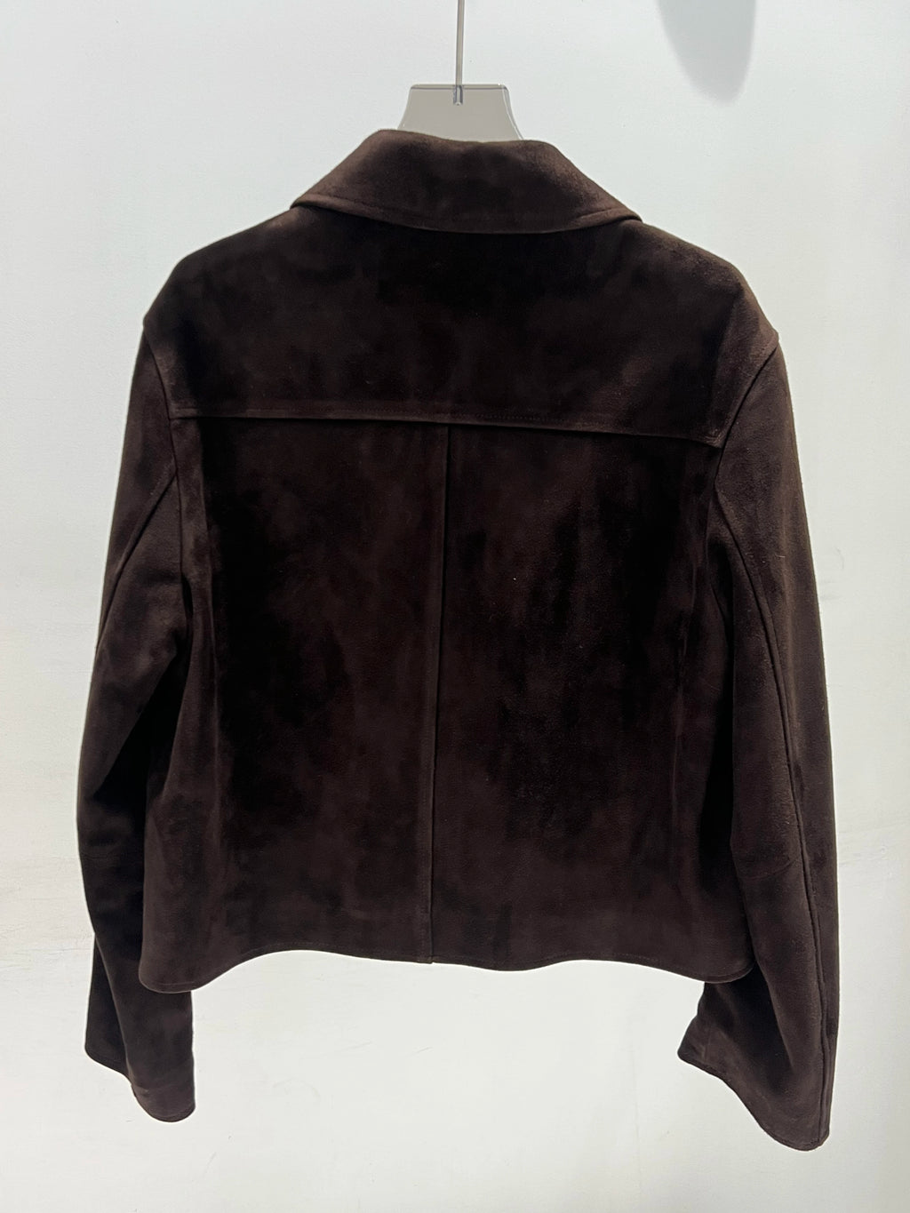 European Imported Kid Suede Leather Jacket for Woman High Grade Turn Down Collar Pocket Short Cropped Coat Long Sleeve Top Mujer
