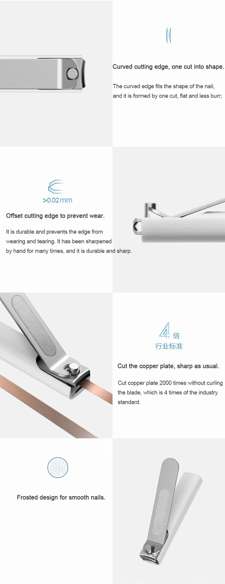 Mijia Anti-Splash Nail Clipper, Portable Durable 420 Stainless Steel Sharp Pedicure Trimmer Nails File with Storage Shell
