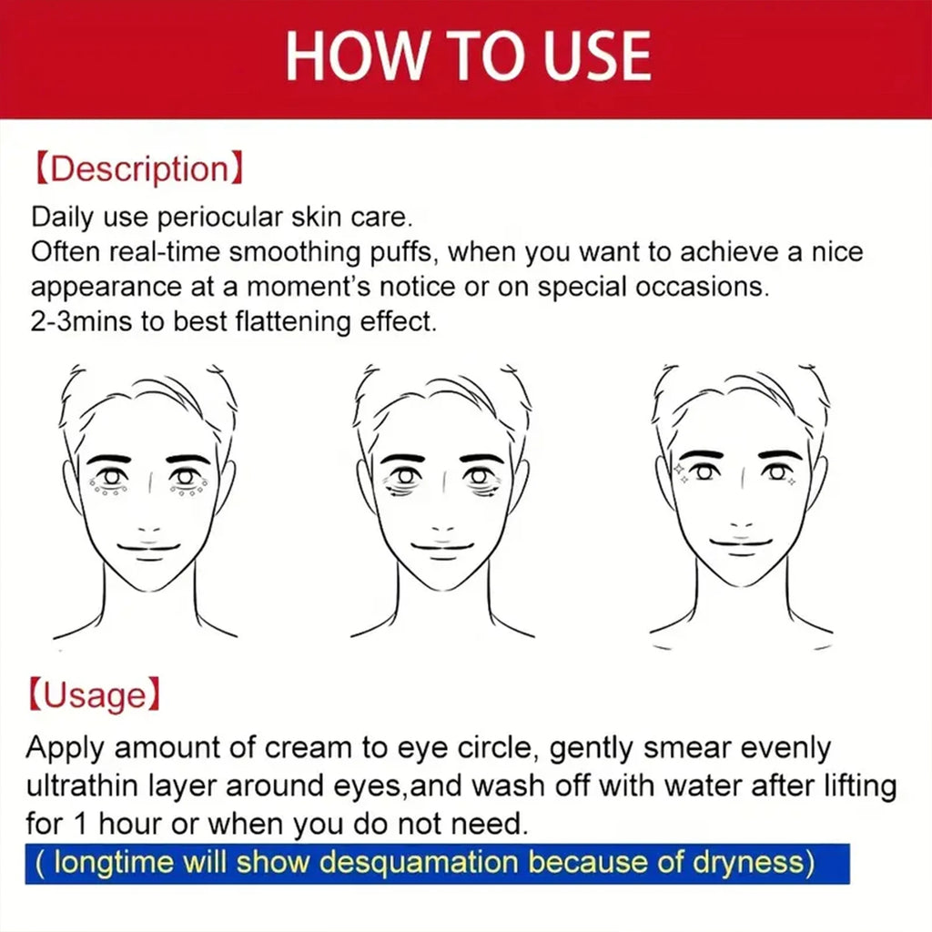 Instant Lift Eye Cream. For Men Women. Good Skin Ductility. Softens Smooths Tender Eye Area