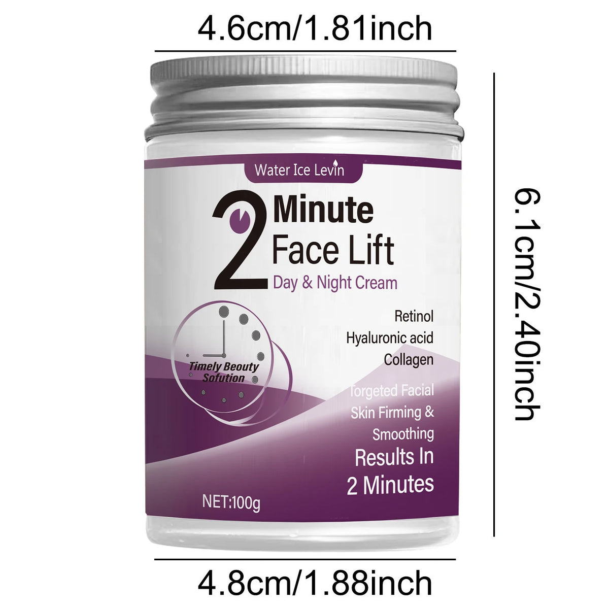 2-Minute Facial Lift Day & Night Cream with Retinol, Hyaluronic Acid & Collagen - Moisturizing Lotion Suitable for All Light Skin Tones, Fragrance-Free, Absorbs in 2 Minutes