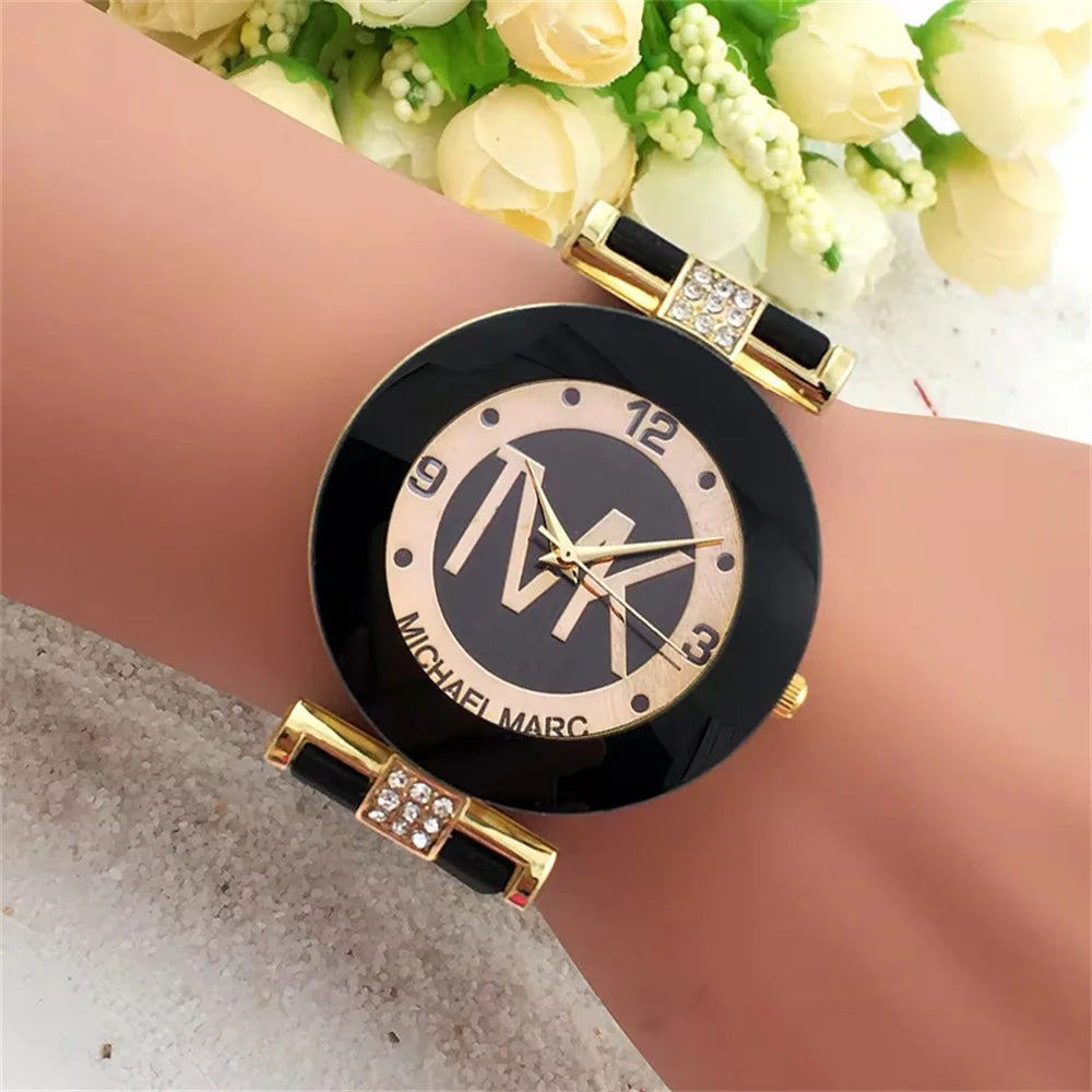 Fashion TVK Brand Women's Watch Simple Luxury Rhinestone Watch for Women Quartz Watch Casual Silicone Strap Ladies Clock