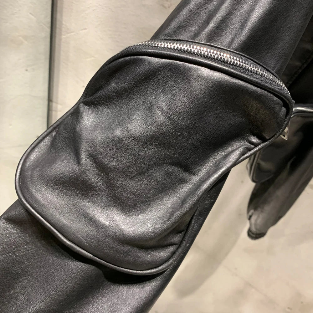Women Real Leather Bomber 2024 New Coming Autumn Real Leather Jackets with Pockets Inside Down