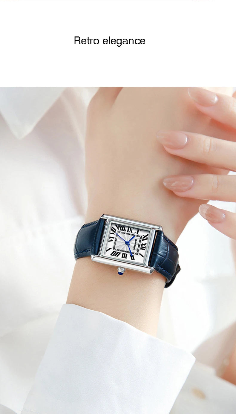 Brand Men's and Women's Watch Business Simple Square Student Leather Watches Waterproof Couple Fashion Quartz Wristwatches